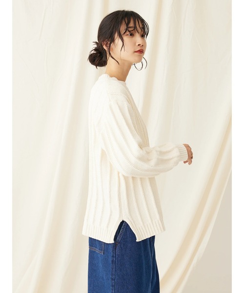 CRAFT STANDARD BOUTIQUE（クラフトスタンダードブティック）の「洗えるモールニット柄編みプルオーバー（ニット/セーター・レディース・ブルー/アイボリー/ネイビー/パープル/ベージュ/マスタード/ブラック・FREE）」の22枚目の写真