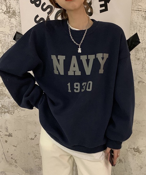 gossip!ロサンゼルス(ゴシップロサンゼルス)の「YUGA ルーズシルエット プルオーバー(スウェット・レディース・ネイビー/グレー・FREE)」の2枚目の写真
