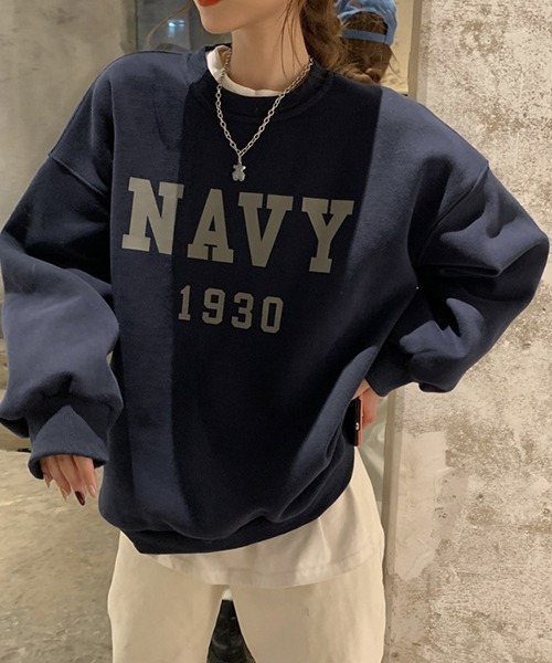 gossip!ロサンゼルス(ゴシップロサンゼルス)の「YUGA ルーズシルエット プルオーバー(スウェット・レディース・ネイビー/グレー・FREE)」の12枚目の写真