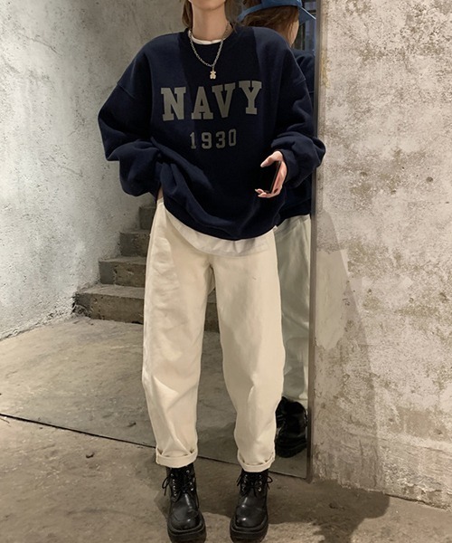 gossip!ロサンゼルス(ゴシップロサンゼルス)の「YUGA ルーズシルエット プルオーバー(スウェット・レディース・ネイビー/グレー・FREE)」の13枚目の写真