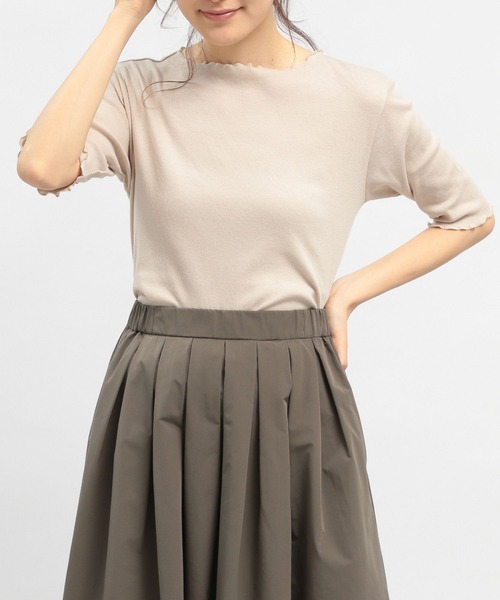 GLOBAL WORK Smile Seed Store(グローバルワーク スマイルシードストア)の「華奢リブTシャツ5分袖/175791(Tシャツ/カットソー・レディース・オフホワイト/ブラック/ダークグレー/グレイッシュベージュ/杢グレー・SMALL/X-LARGE/MEDIUM/LARGE)」の5枚目の写真