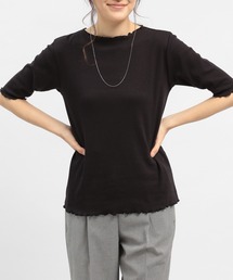 華奢リブTシャツ5分袖/175791