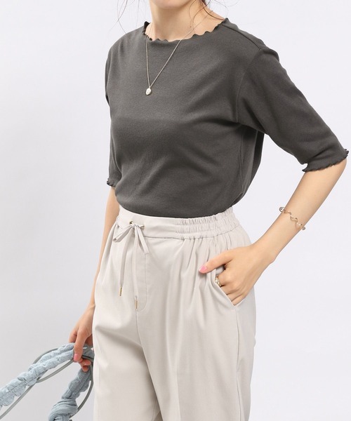 GLOBAL WORK Smile Seed Store(グローバルワーク スマイルシードストア)の「華奢リブTシャツ5分袖/175791(Tシャツ/カットソー・レディース・オフホワイト/ブラック/ダークグレー/グレイッシュベージュ/杢グレー・SMALL/X-LARGE/MEDIUM/LARGE)」の22枚目の写真