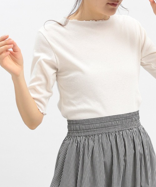 GLOBAL WORK Smile Seed Store(グローバルワーク スマイルシードストア)の「華奢リブTシャツ5分袖/175791(Tシャツ/カットソー・レディース・オフホワイト/ブラック/ダークグレー/グレイッシュベージュ/杢グレー・SMALL/X-LARGE/MEDIUM/LARGE)」の14枚目の写真