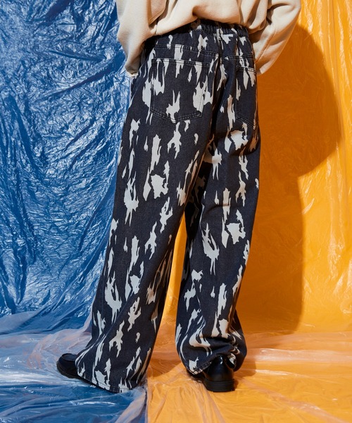 Adoon plain(アドーンプレーン)の「ブリーチワイドデニムパンツ(デニムパンツ・メンズ・ブラック/インディゴブルー・SMALL/MEDIUM/LARGE)」の18枚目の写真