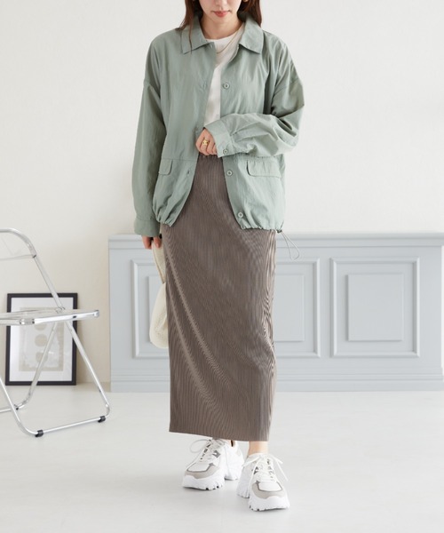 acro（アクロ）の「細プリーツロングスカート/AC3826（スカート・レディース・ブラック/グレー/アイボリー/グリーン・ﾌﾘ-）」の14枚目の写真