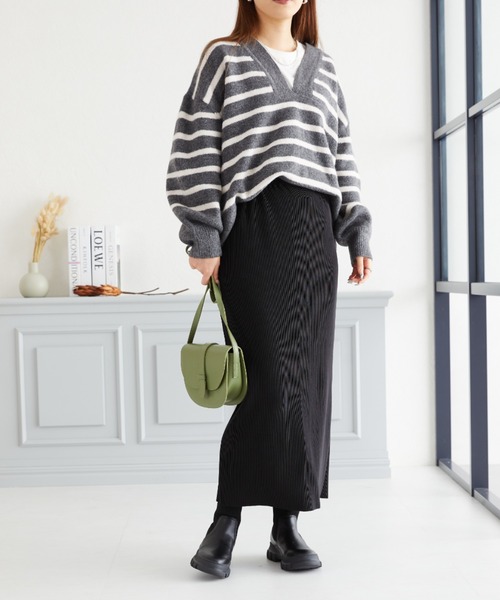 acro（アクロ）の「細プリーツロングスカート/AC3826（スカート・レディース・ブラック/グレー/アイボリー/グリーン・ﾌﾘ-）」の11枚目の写真