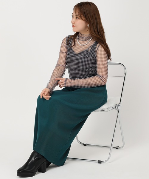 acro（アクロ）の「細プリーツロングスカート/AC3826（スカート・レディース・ブラック/グレー/アイボリー/グリーン・ﾌﾘ-）」の5枚目の写真