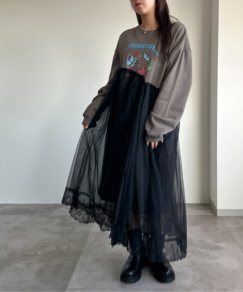 apres jour mignon(アプレジュールミニョン)の「スウェット+チュールワンピース【ZOZOTOWN限定アイテム】(ワンピース・レディース・ブラック系その他/ブラック・X-LARGE/SMALL/MEDIUM)」の13枚目の写真