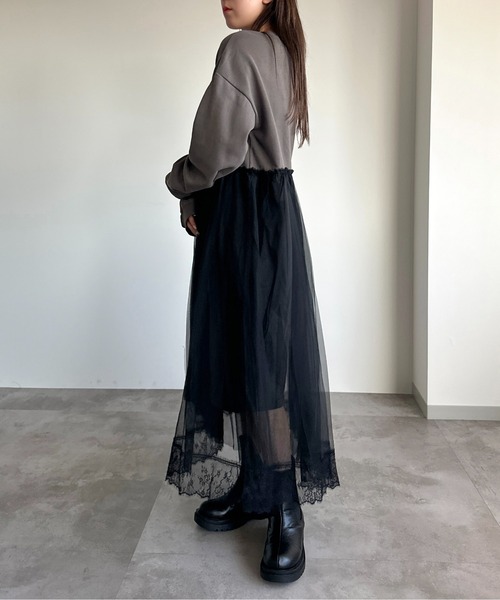 apres jour mignon(アプレジュールミニョン)の「スウェット+チュールワンピース【ZOZOTOWN限定アイテム】(ワンピース・レディース・ブラック系その他/ブラック・X-LARGE/SMALL/MEDIUM)」の14枚目の写真
