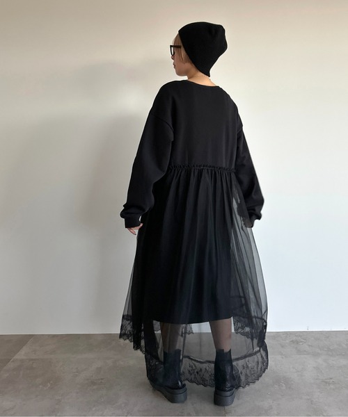apres jour mignon(アプレジュールミニョン)の「スウェット+チュールワンピース【ZOZOTOWN限定アイテム】(ワンピース・レディース・ブラック系その他/ブラック・X-LARGE/SMALL/MEDIUM)」の7枚目の写真