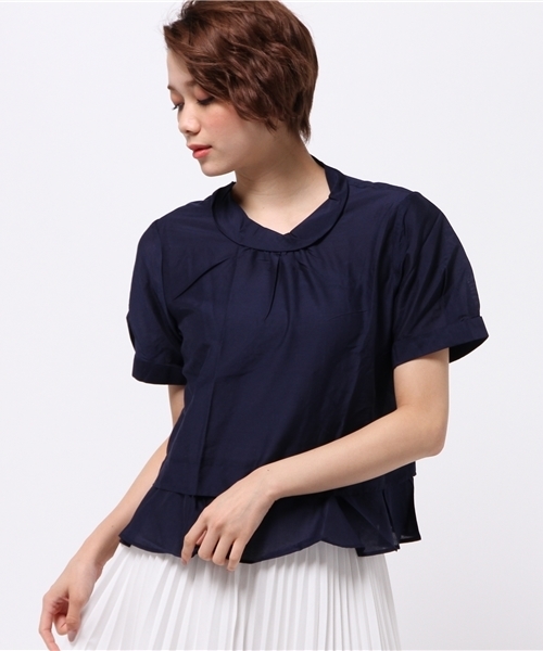 OUTLET（アウトレット）の「【mystic】綿シルクブラウス（シャツ/ブラウス・レディース・グレー/オフホワイト/レッド/ブラック/ネイビー・FREE）」の4枚目の写真