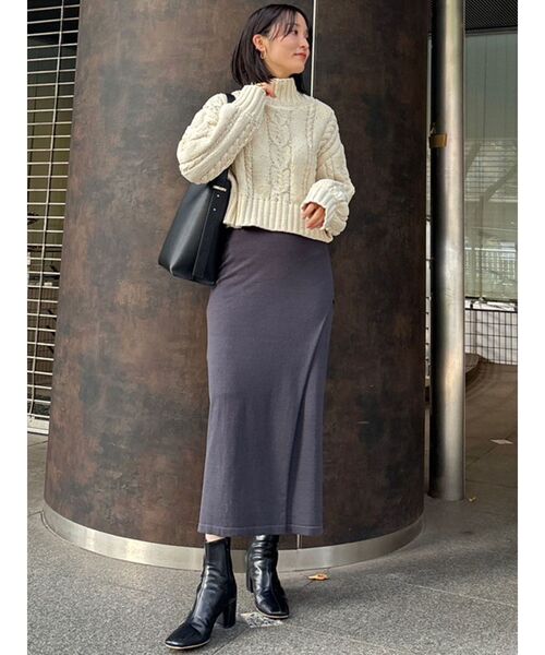 LAGUNAMOON(ラグナムーン)の「ラップデザインタイトニットスカート(スカート・レディース・ホワイト/チャコールグレー/ブラック・SMALL/MEDIUM)」の6枚目の写真