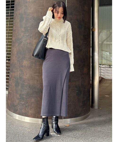 LAGUNAMOON(ラグナムーン)の「ラップデザインタイトニットスカート(スカート・レディース・ホワイト/チャコールグレー/ブラック・SMALL/MEDIUM)」の7枚目の写真