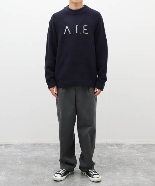 B.C STOCK(ベーセーストック)の「VIE LOGO インターシャ ニット(ニット/セーター・メンズ・ベージュ/ネイビー/ホワイト/グリーン・MEDIUM/LARGE)」の15枚目の写真