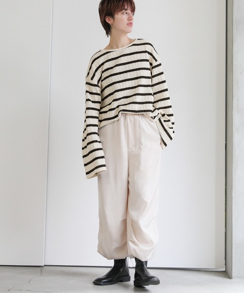 select MOCA(セレクトモカ)の「ボーダーレースオーバーサマーニット(ニット/セーター・レディース・ホワイト×ブラック/ブラック系その他・FREE)」の3枚目の写真