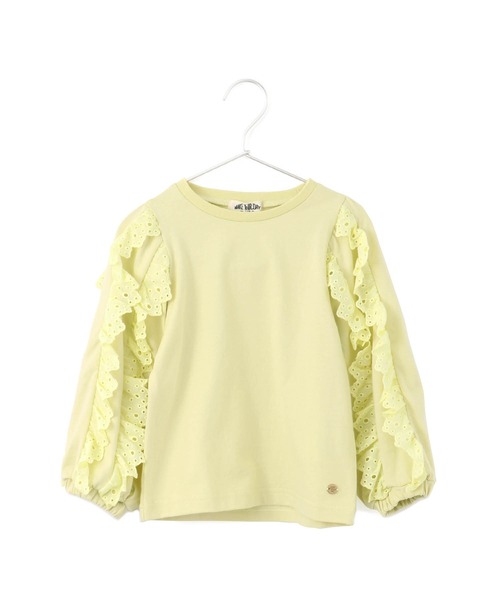 MAKE YOUR DAY(メイクユアデイ)の「異素材フリル長袖Tシャツ■80~140cm(Tシャツ/カットソー・キッズ・ブラック/クリーム/オフホワイト・110/130/120/140/100/80/90)」の3枚目の写真