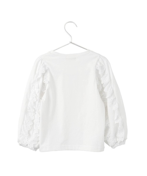 MAKE YOUR DAY(メイクユアデイ)の「異素材フリル長袖Tシャツ■80~140cm(Tシャツ/カットソー・キッズ・ブラック/クリーム/オフホワイト・110/130/120/140/100/80/90)」の7枚目の写真