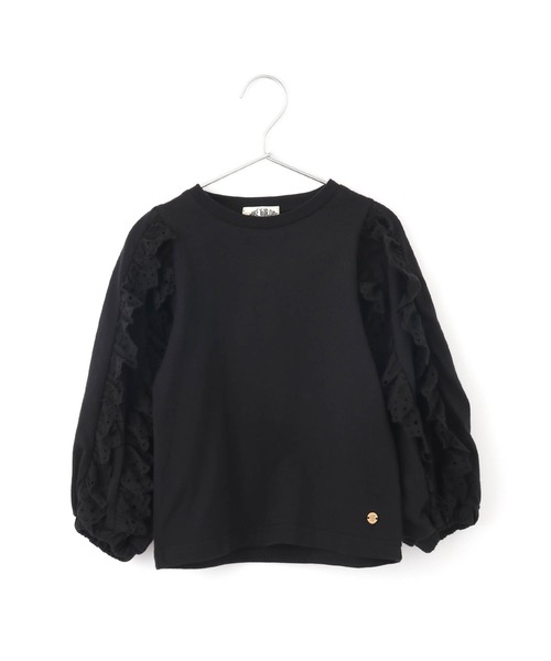 MAKE YOUR DAY(メイクユアデイ)の「異素材フリル長袖Tシャツ■80~140cm(Tシャツ/カットソー・キッズ・ブラック/クリーム/オフホワイト・110/130/120/140/100/80/90)」の8枚目の写真