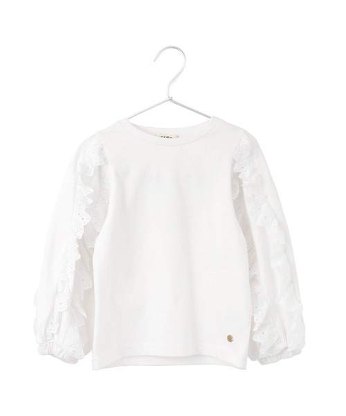 MAKE YOUR DAY(メイクユアデイ)の「異素材フリル長袖Tシャツ■80~140cm(Tシャツ/カットソー・キッズ・ブラック/クリーム/オフホワイト・110/130/120/140/100/80/90)」の20枚目の写真