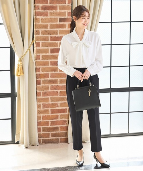 Honeys(ハニーズ)の「ボウタイブラウス(シャツ/ブラウス・レディース・ホワイト×グレー/グレー系その他/ホワイト/ホワイト×ピンク/ブラック/グレイッシュベージュ・3L/LL/L/S/M)」の7枚目の写真