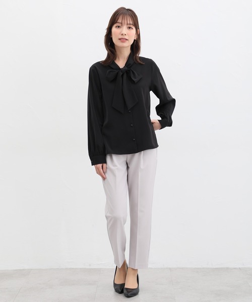 Honeys(ハニーズ)の「ボウタイブラウス(シャツ/ブラウス・レディース・ホワイト×グレー/グレー系その他/ホワイト/ホワイト×ピンク/ブラック/グレイッシュベージュ・3L/LL/L/S/M)」の14枚目の写真