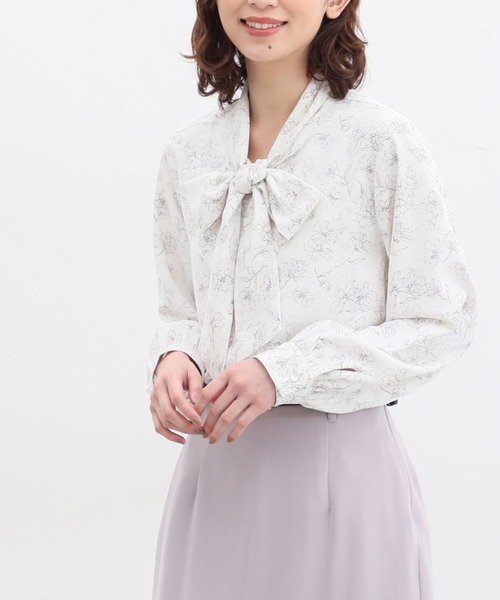 Honeys(ハニーズ)の「ボウタイブラウス(シャツ/ブラウス・レディース・ホワイト×グレー/グレー系その他/ホワイト/ホワイト×ピンク/ブラック/グレイッシュベージュ・3L/LL/L/S/M)」の17枚目の写真