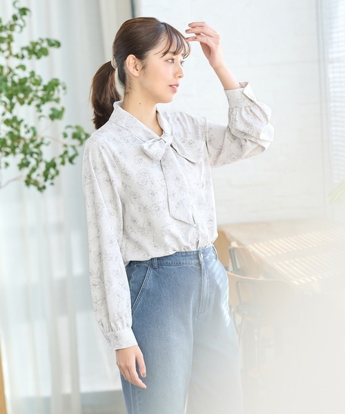 Honeys(ハニーズ)の「ボウタイブラウス(シャツ/ブラウス・レディース・ホワイト×グレー/グレー系その他/ホワイト/ホワイト×ピンク/ブラック/グレイッシュベージュ・3L/LL/L/S/M)」の21枚目の写真