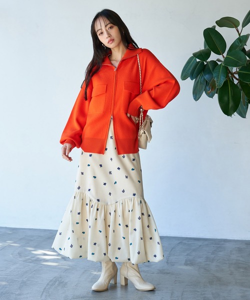 VIS（ビス）の「Wジップニットブルゾンカーディガン（カーディガン/ボレロ・レディース・ホワイト系その他5/ブルー系その他/オレンジ系その他・FREE）」の4枚目の写真