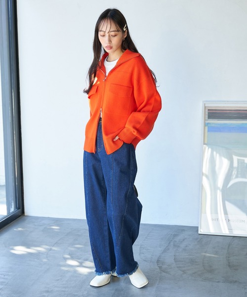 VIS（ビス）の「Wジップニットブルゾンカーディガン（カーディガン/ボレロ・レディース・ホワイト系その他5/ブルー系その他/オレンジ系その他・FREE）」の21枚目の写真