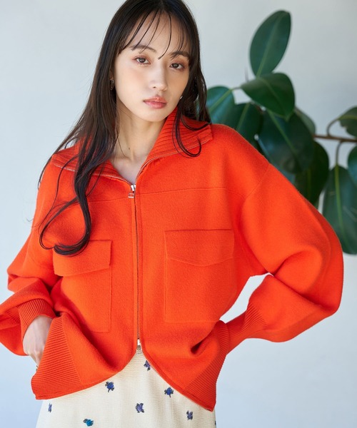 VIS（ビス）の「Wジップニットブルゾンカーディガン（カーディガン/ボレロ・レディース・ホワイト系その他5/ブルー系その他/オレンジ系その他・FREE）」の11枚目の写真