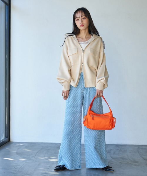 VIS（ビス）の「Wジップニットブルゾンカーディガン（カーディガン/ボレロ・レディース・ホワイト系その他5/ブルー系その他/オレンジ系その他・FREE）」の15枚目の写真