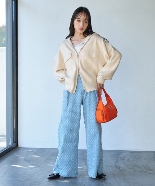 VIS（ビス）の「Wジップニットブルゾンカーディガン（カーディガン/ボレロ・レディース・ホワイト系その他5/ブルー系その他/オレンジ系その他・FREE）」の9枚目の写真