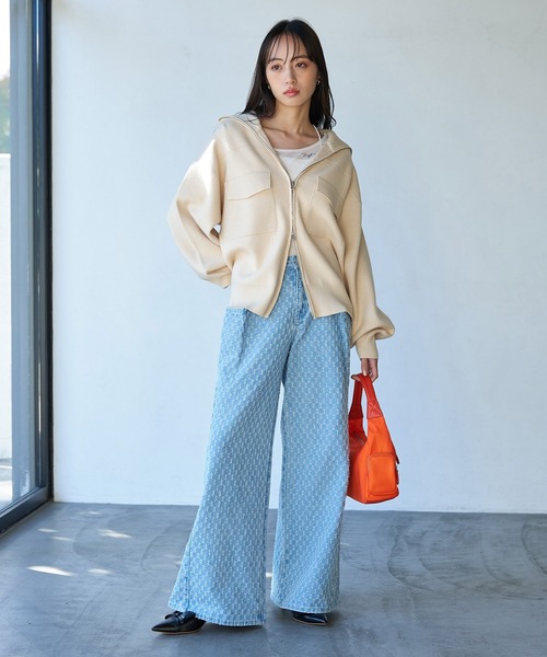 VIS（ビス）の「Wジップニットブルゾンカーディガン（カーディガン/ボレロ・レディース・ホワイト系その他5/ブルー系その他/オレンジ系その他・FREE）」の22枚目の写真