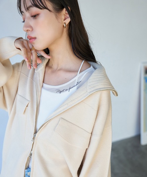 VIS（ビス）の「Wジップニットブルゾンカーディガン（カーディガン/ボレロ・レディース・ホワイト系その他5/ブルー系その他/オレンジ系その他・FREE）」の5枚目の写真