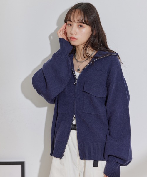 VIS（ビス）の「Wジップニットブルゾンカーディガン（カーディガン