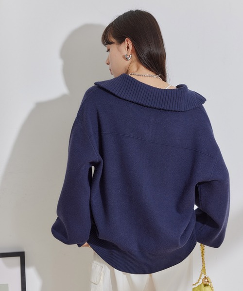 VIS（ビス）の「Wジップニットブルゾンカーディガン（カーディガン/ボレロ・レディース・ホワイト系その他5/ブルー系その他/オレンジ系その他・FREE）」の6枚目の写真