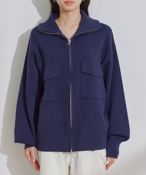 VIS（ビス）の「Wジップニットブルゾンカーディガン（カーディガン/ボレロ・レディース・ホワイト系その他5/ブルー系その他/オレンジ系その他・FREE）」の19枚目の写真