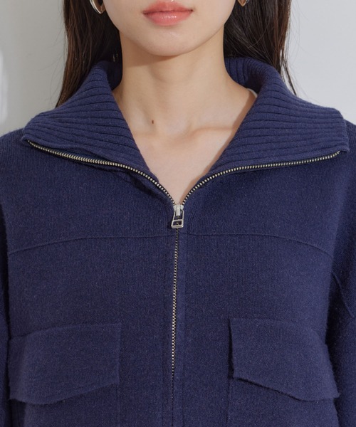 VIS（ビス）の「Wジップニットブルゾンカーディガン（カーディガン/ボレロ・レディース・ホワイト系その他5/ブルー系その他/オレンジ系その他・FREE）」の7枚目の写真