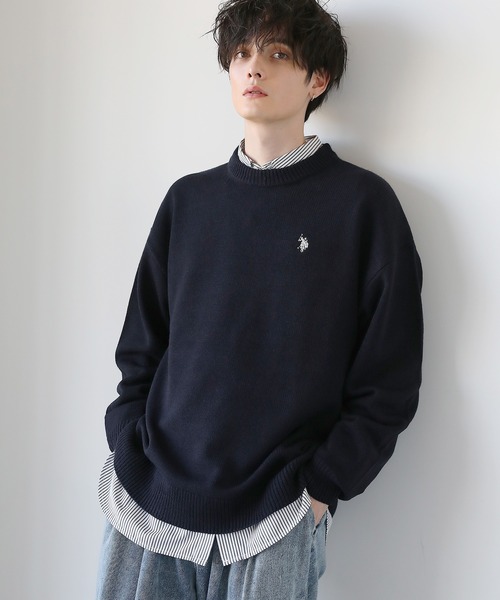U.S. POLO ASSN.(ユーエスポロアッスン)の「U.S. POLO ASSN. 別注 ワンポイントロゴクルーネックニット(ニット/セーター・メンズ・ネイビー/ブラック/グレー/ベージュ/アイボリー・L/S/M)」の10枚目の写真