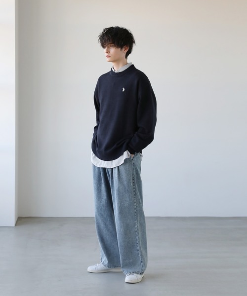 U.S. POLO ASSN.(ユーエスポロアッスン)の「U.S. POLO ASSN. 別注 ワンポイントロゴクルーネックニット(ニット/セーター・メンズ・ネイビー/ブラック/グレー/ベージュ/アイボリー・L/S/M)」の14枚目の写真