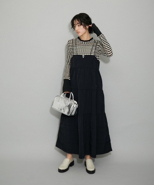 ADAM ET ROPE'(アダムエロペ)の「【WEB限定】フリルネックシアーボーダーニット(ニット/セーター・レディース・ブラック系その他/ブルー系その他4/ブラック/ホワイト・FREE)」の11枚目の写真
