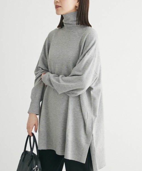 Green　Parks（グリーンパークス）の「もちっとタートルニットチュニック（チュニック・レディース・グリーン/その他7/ピンク/グレー系その他・FREE）」の2枚目の写真