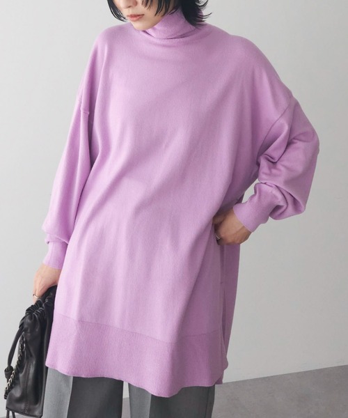 Green　Parks（グリーンパークス）の「もちっとタートルニットチュニック（チュニック・レディース・グリーン/その他7/ピンク/グレー系その他・FREE）」の4枚目の写真