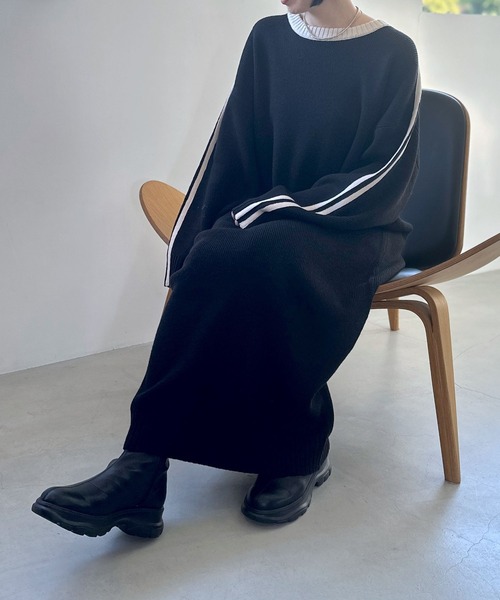 LEPSIM（レプシィム）の「9ゲージラインニットワンピース　996196（ワンピース・レディース・ブラック/グレー・FREE）」の18枚目の写真