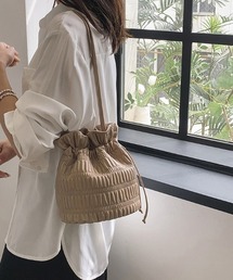 合成皮革巾着ショルダーバッグ(BEY)