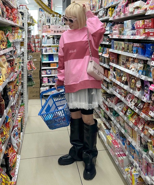 Alley by w closet（アリーバイダブルクローゼット）の「【Alley】配色切替プルオーバー（スウェット・レディース・ピンク/ブルー・FREE）」の8枚目の写真