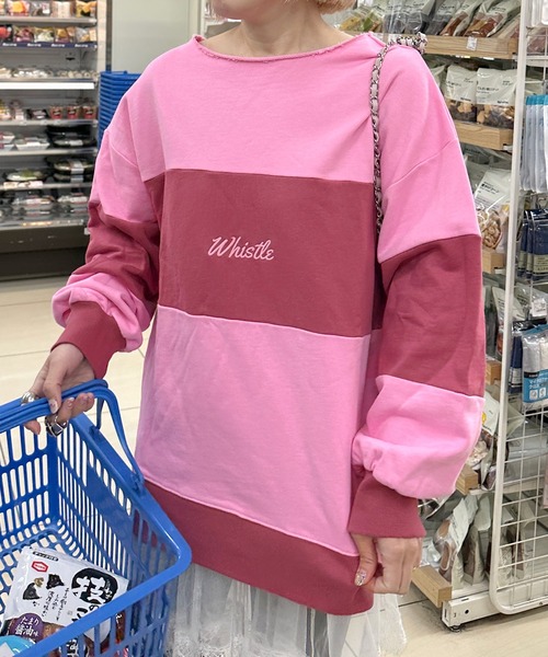 Alley by w closet（アリーバイダブルクローゼット）の「【Alley】配色切替プルオーバー（スウェット・レディース・ピンク/ブルー・FREE）」の9枚目の写真