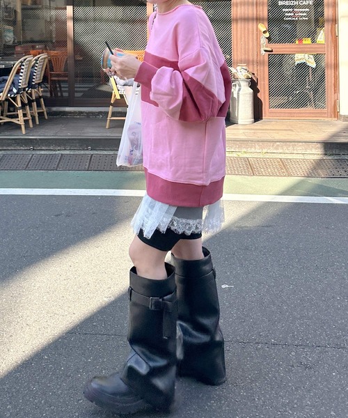 Alley by w closet（アリーバイダブルクローゼット）の「【Alley】配色切替プルオーバー（スウェット・レディース・ピンク/ブルー・FREE）」の11枚目の写真