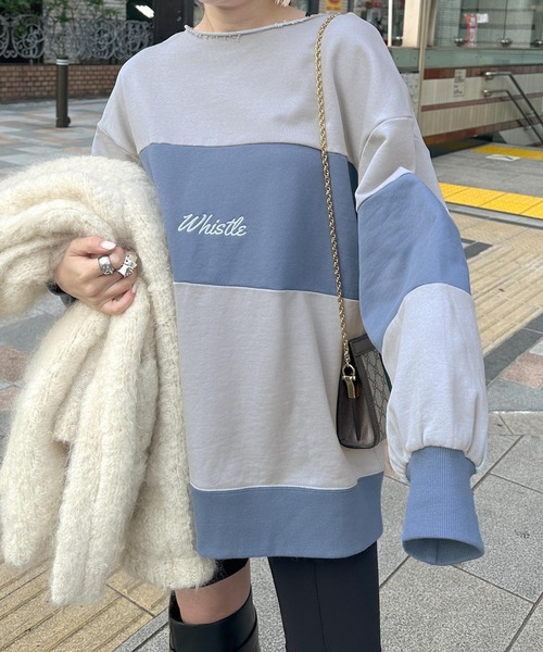 Alley by w closet（アリーバイダブルクローゼット）の「【Alley】配色切替プルオーバー（スウェット・レディース・ピンク/ブルー・FREE）」の14枚目の写真